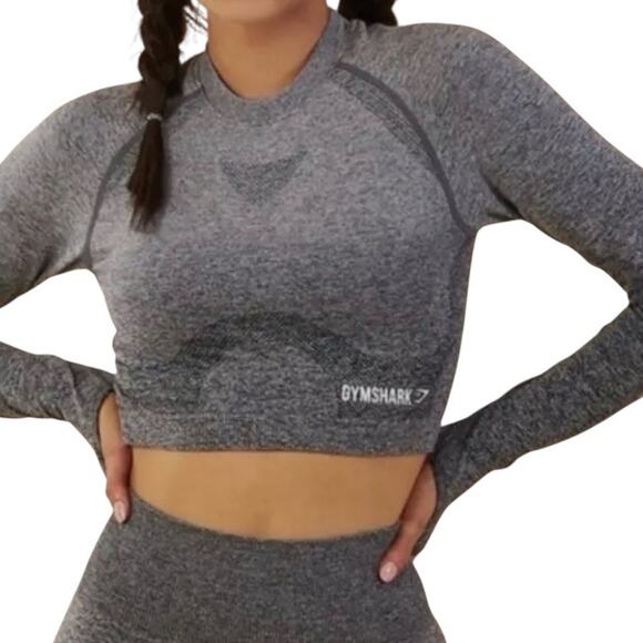 Gymshark medium Ombre seamless long sleeve athletic crop top TLS2 2891 - Picture 1 of 10
